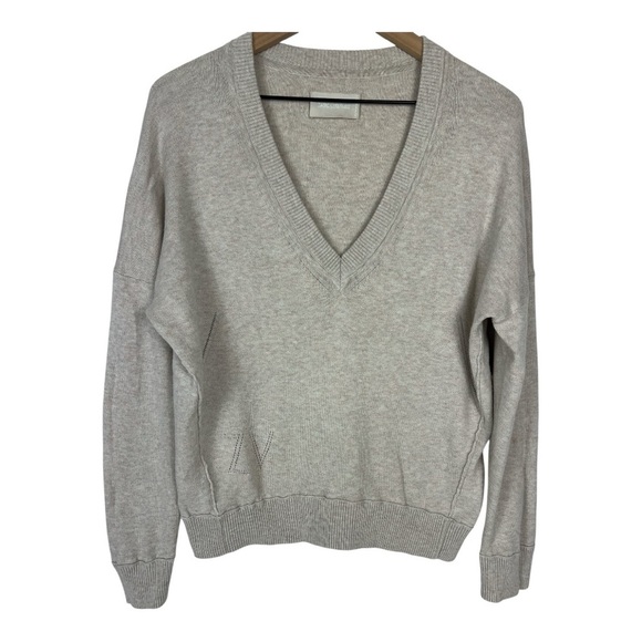 Zadig & Voltaire Sweaters - Zadig & Voltaire Sz Small Brumy Knit Cotton V Neck Sweater Oatmeal